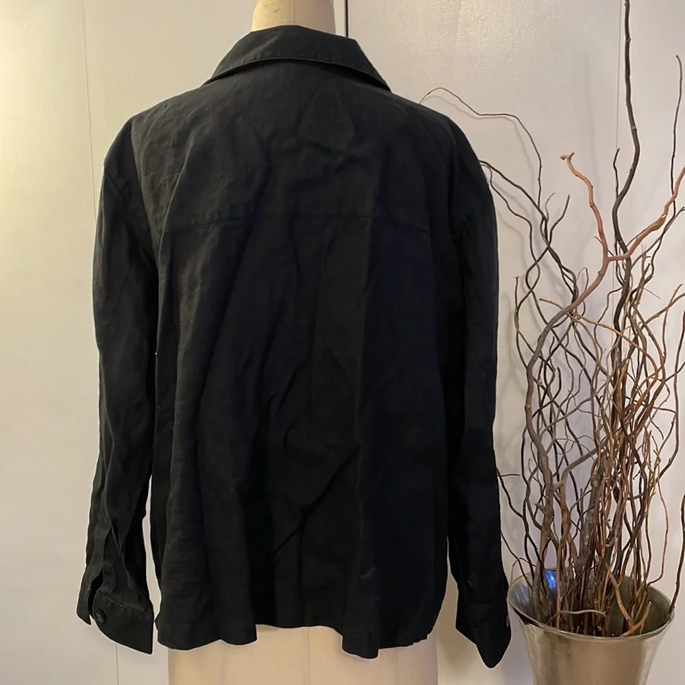 Elisabeth by Liz Claiborne black linen Blazer Size 2 - Picture 5 of 7